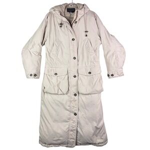 Lands' End women's long down puffer coat, cream/beige, size M‎ (10–12)